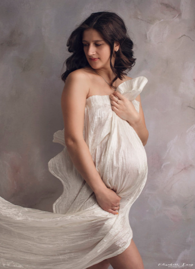 Maternity image created with fabric